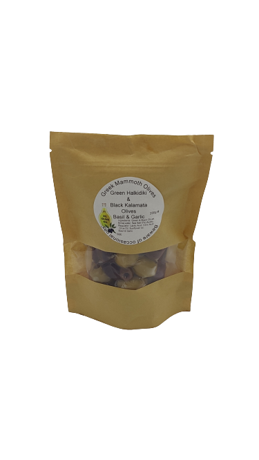 Subscription Month for Greek Mammoth Halkidiki & Kalamata Olives Basil & Garlic 200g - Image 3