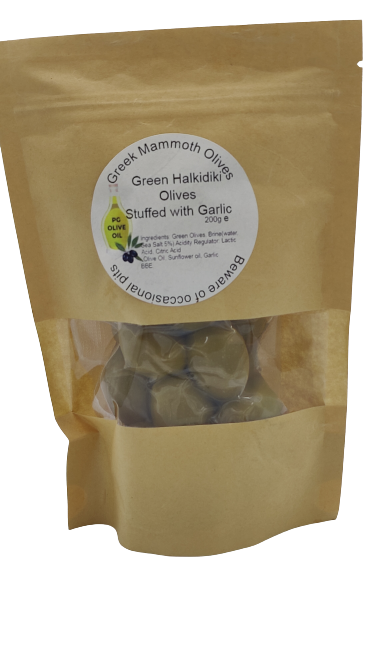 Subscription Month for Greek Mammoth Halkidiki, Garlic Stuffed Olives 200g - Image 2