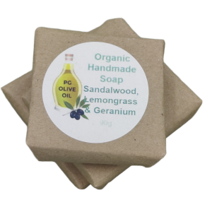 Handmade Sandalwood, Lemongrass & Geranium Soap 90g