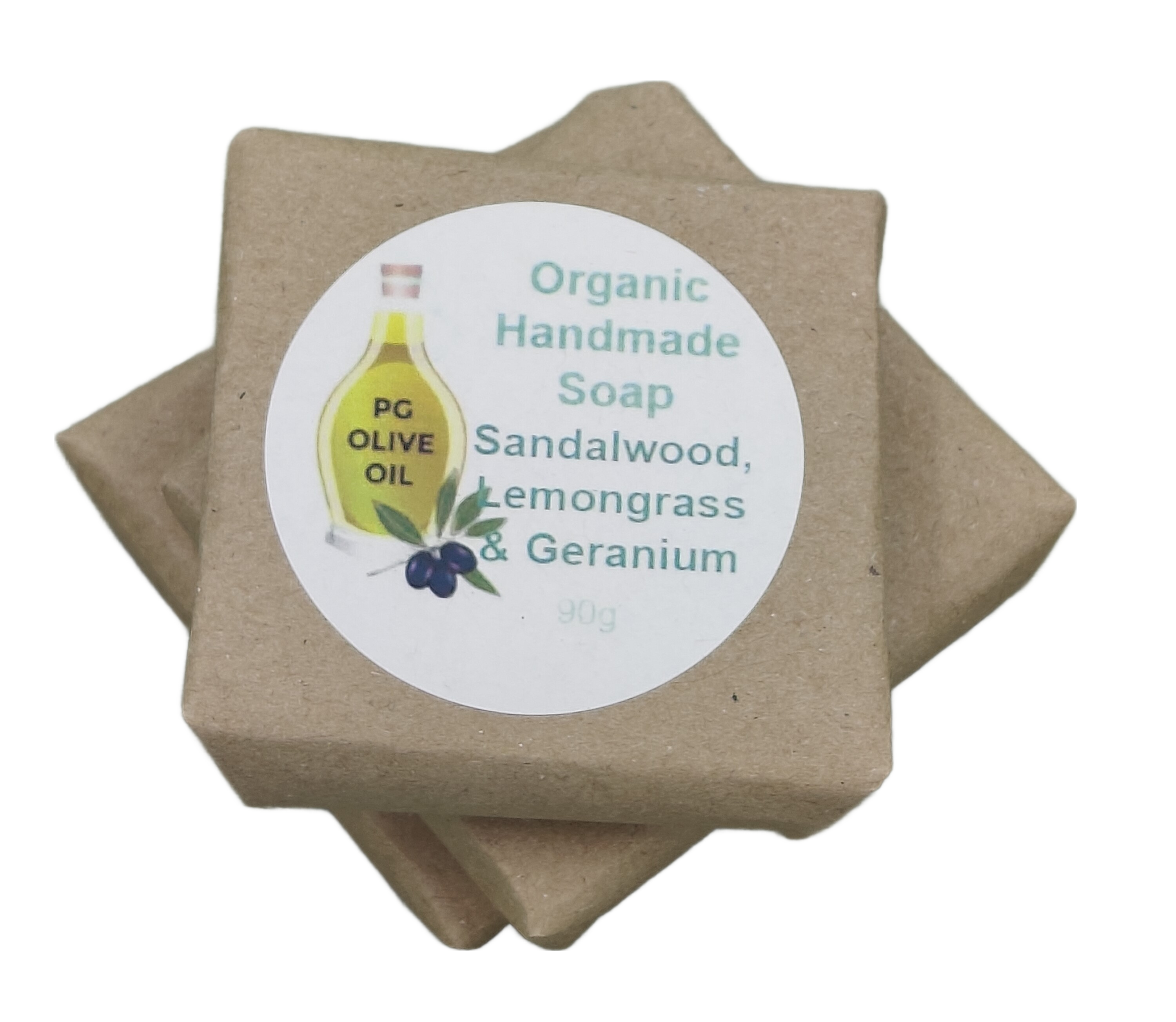 Handmade Sandalwood, Lemongrass & Geranium Soap 90g - Image 3