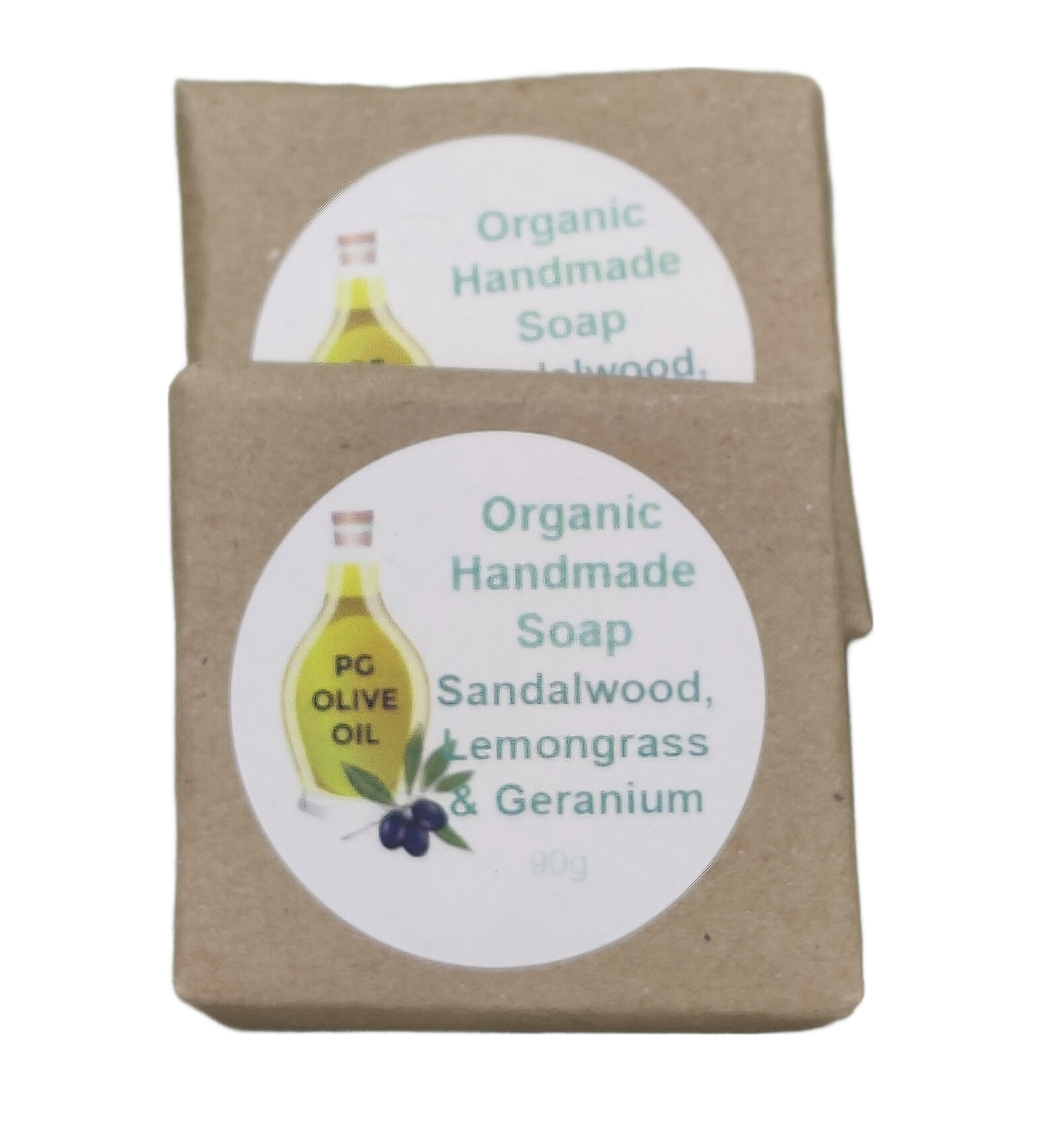 Handmade Sandalwood, Lemongrass & Geranium Soap 90g - Image 2
