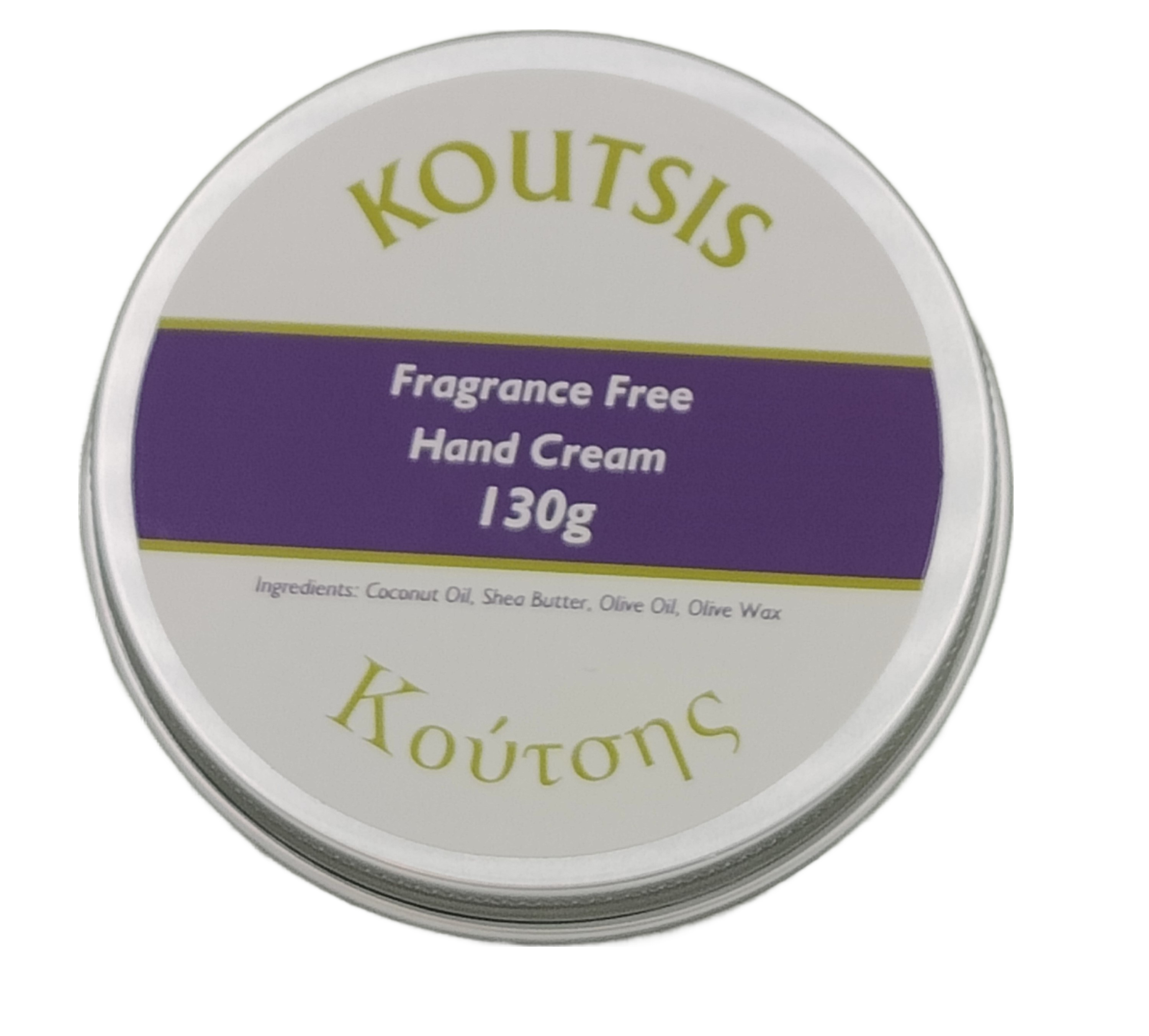 Koutsis Organic Fragrance Free Hand Cream 130g
