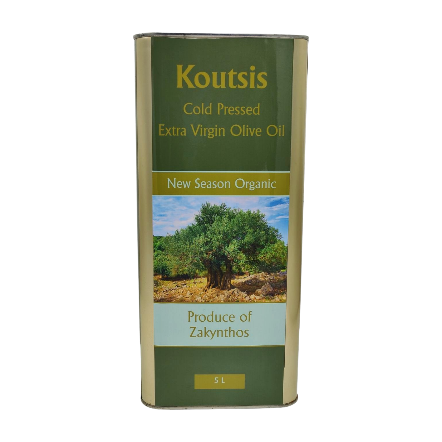 Koutsis New Season Organic Cold Pressed Extra Virgin Olive Oil - 5 Lit
